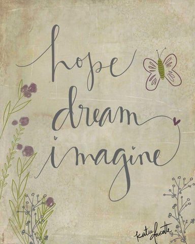 Hope, Dream, Imagine White Modern Wood Framed Art Print with Double Matting by Doucette, Katie