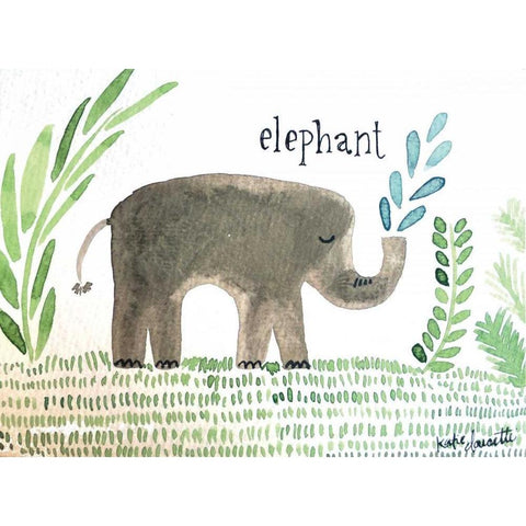 Elephant White Modern Wood Framed Art Print by Doucette, Katie