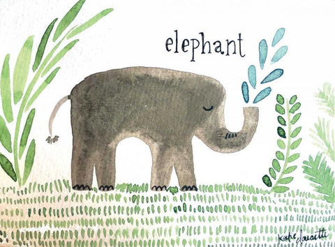 Elephant White Modern Wood Framed Art Print with Double Matting by Doucette, Katie