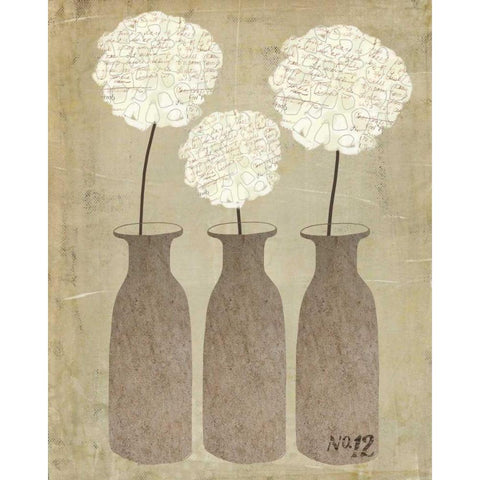 Hydrangeas in Jars White Modern Wood Framed Art Print by Doucette, Katie