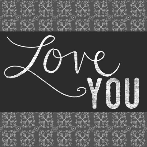 Love You White Modern Wood Framed Art Print with Double Matting by Doucette, Katie