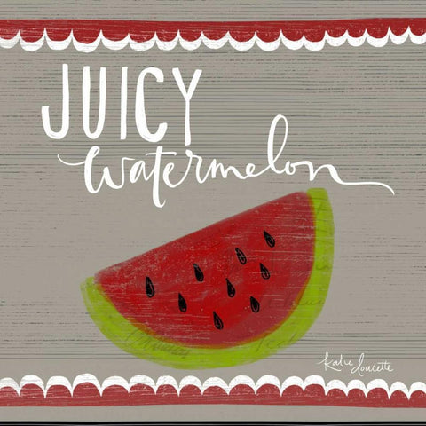 Juicy Watermelon White Modern Wood Framed Art Print by Doucette, Katie