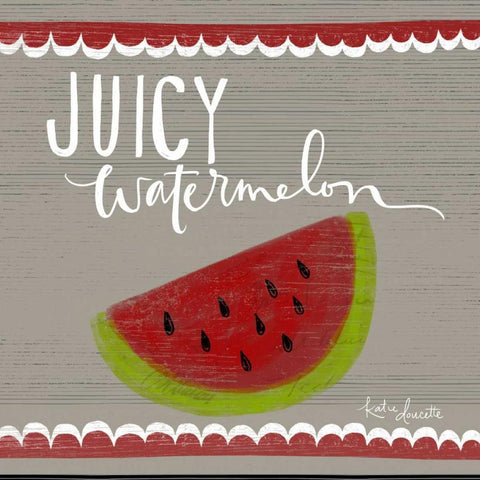 Juicy Watermelon Black Modern Wood Framed Art Print with Double Matting by Doucette, Katie