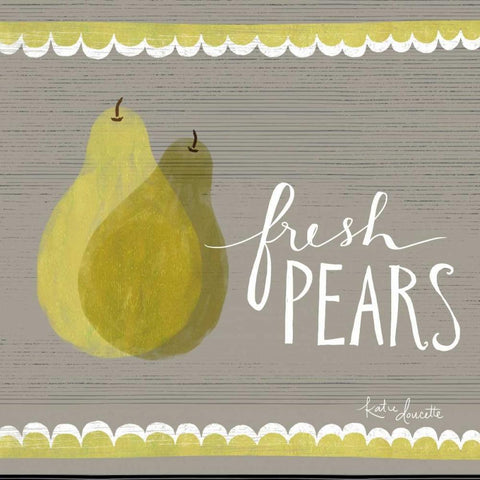 Fresh Pears White Modern Wood Framed Art Print by Doucette, Katie