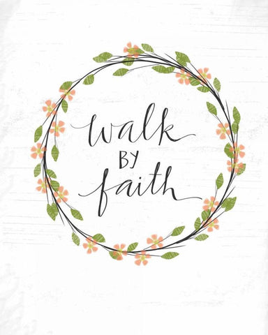 Walk by Faith White Modern Wood Framed Art Print with Double Matting by Doucette, Katie