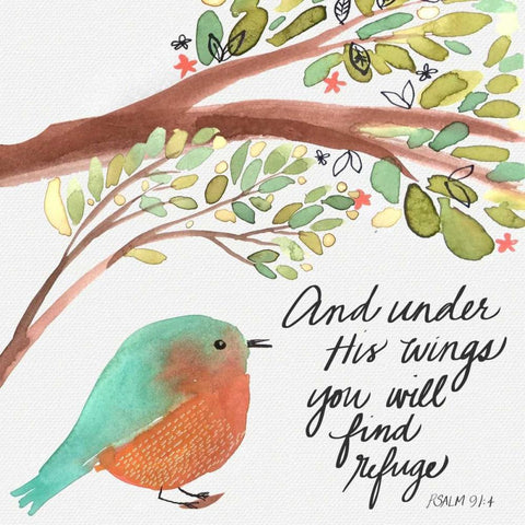 Under His Wings Black Ornate Wood Framed Art Print with Double Matting by Doucette, Katie