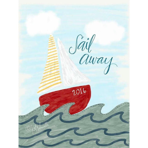 Sail Away Black Modern Wood Framed Art Print with Double Matting by Doucette, Katie