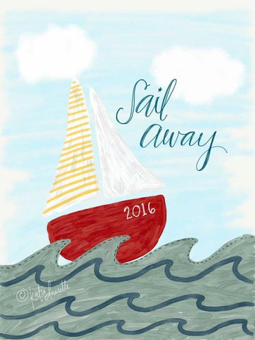 Sail Away White Modern Wood Framed Art Print with Double Matting by Doucette, Katie