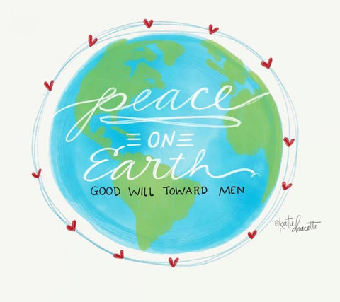 Peace on Earth White Modern Wood Framed Art Print with Double Matting by Doucette, Katie