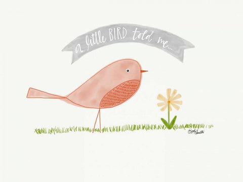 Little Bird White Modern Wood Framed Art Print with Double Matting by Doucette, Katie