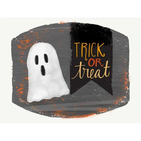 Trick or Treat Ghost Gold Ornate Wood Framed Art Print with Double Matting by Doucette, Katie