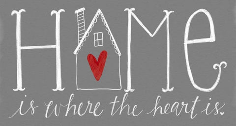 Home is Where the Heart Is Black Ornate Wood Framed Art Print with Double Matting by Doucette, Katie