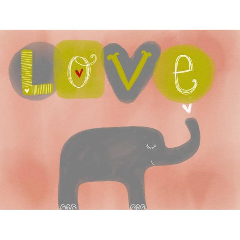 Elephant Love Black Modern Wood Framed Art Print with Double Matting by Doucette, Katie