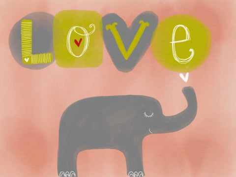 Elephant Love White Modern Wood Framed Art Print with Double Matting by Doucette, Katie