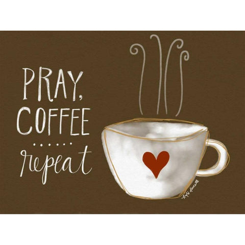 Pray, Coffee, Repeat White Modern Wood Framed Art Print by Doucette, Katie