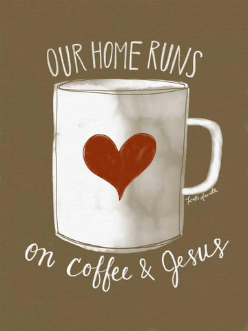 Coffee and Jesus White Modern Wood Framed Art Print with Double Matting by Doucette, Katie