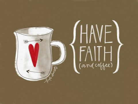 Faith and Coffee Black Ornate Wood Framed Art Print with Double Matting by Doucette, Katie