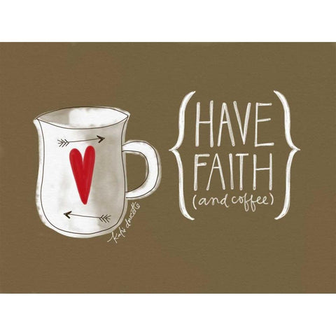 Faith and Coffee Black Modern Wood Framed Art Print by Doucette, Katie