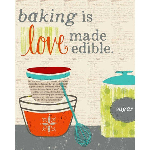 Baking is Love Made Edible Black Modern Wood Framed Art Print with Double Matting by Doucette, Katie