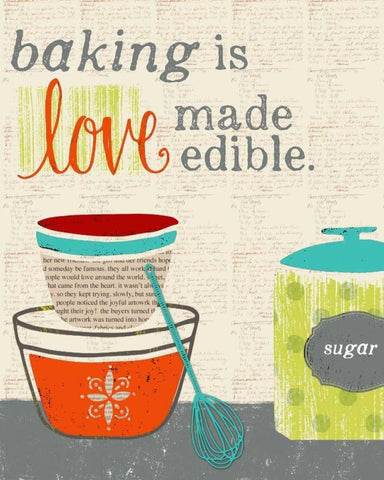 Baking is Love Made Edible White Modern Wood Framed Art Print with Double Matting by Doucette, Katie