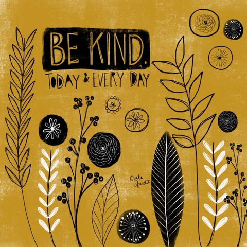 Be Kind Today Black Modern Wood Framed Art Print with Double Matting by Doucette, Katie