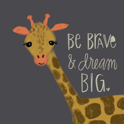 Brave Giraffe Black Modern Wood Framed Art Print with Double Matting by Doucette, Katie