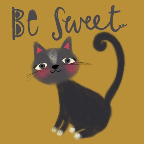 Be Sweet Cat Black Ornate Wood Framed Art Print with Double Matting by Doucette, Katie