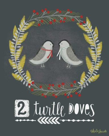 2 Turtledoves White Modern Wood Framed Art Print with Double Matting by Doucette, Katie