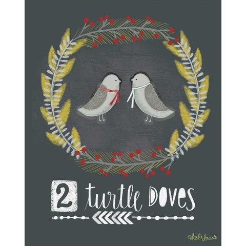 2 Turtledoves White Modern Wood Framed Art Print by Doucette, Katie