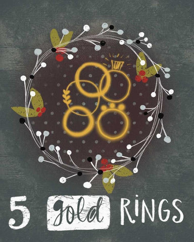 5 Gold Rings Black Ornate Wood Framed Art Print with Double Matting by Doucette, Katie