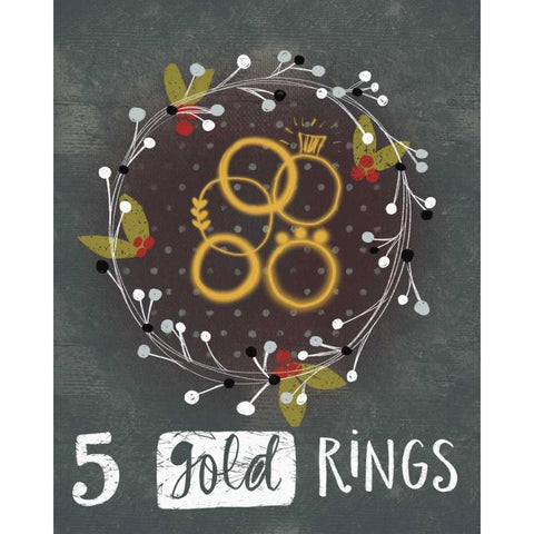 5 Gold Rings Black Modern Wood Framed Art Print with Double Matting by Doucette, Katie