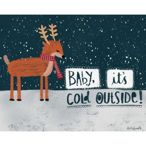 Cold Reindeer Black Modern Wood Framed Art Print with Double Matting by Doucette, Katie