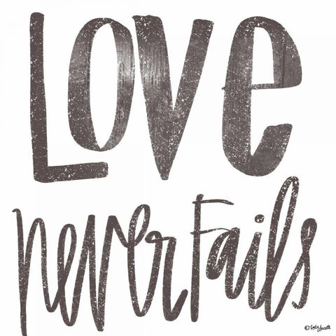 Love Never Fails White Modern Wood Framed Art Print by Doucette, Katie