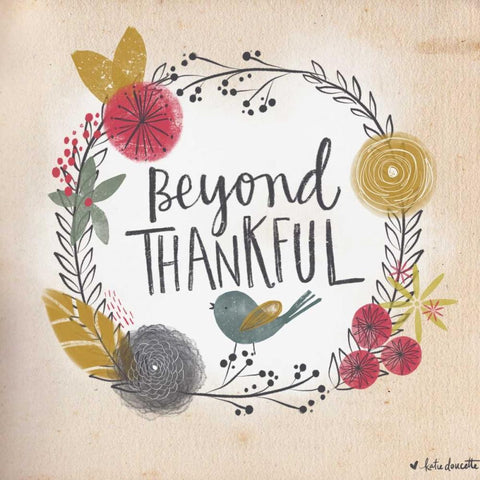 Beyond Thankful White Modern Wood Framed Art Print by Doucette, Katie