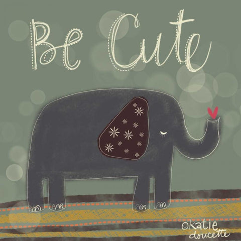 Cute Elephant Black Ornate Wood Framed Art Print with Double Matting by Doucette, Katie