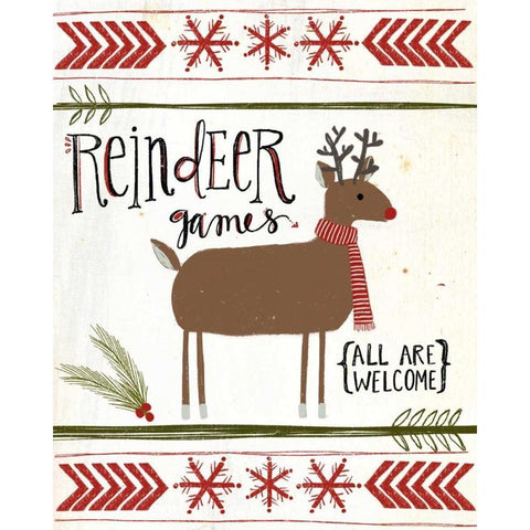 Reindeer Games White Modern Wood Framed Art Print by Doucette, Katie