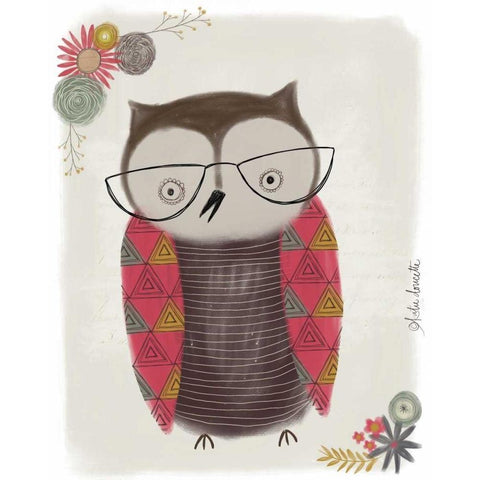 Owl Black Modern Wood Framed Art Print by Doucette, Katie