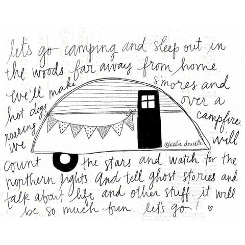 Wordy Camper White Modern Wood Framed Art Print by Doucette, Katie