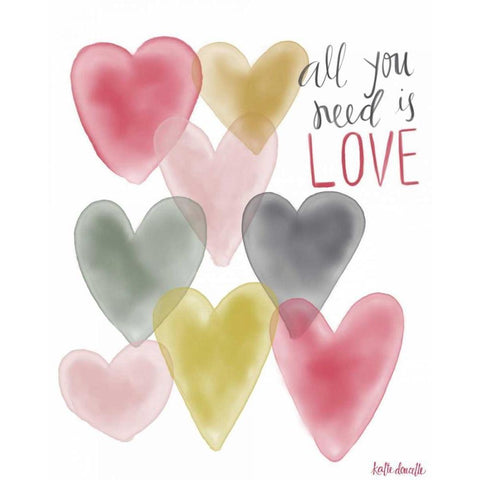 All You Need is Love Gold Ornate Wood Framed Art Print with Double Matting by Doucette, Katie