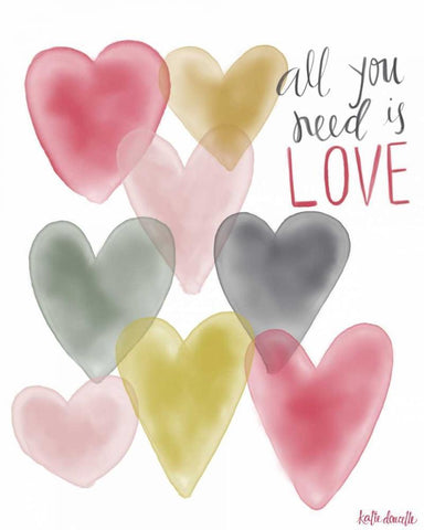 All You Need is Love White Modern Wood Framed Art Print with Double Matting by Doucette, Katie