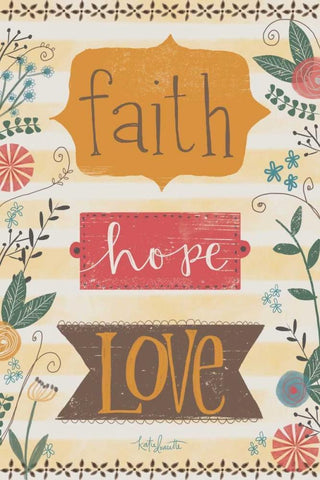 Faith, Hope, Love White Modern Wood Framed Art Print with Double Matting by Doucette, Katie