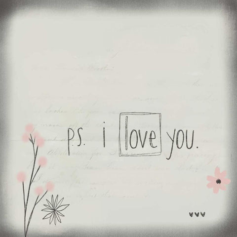 PS I Love You Black Modern Wood Framed Art Print with Double Matting by Doucette, Katie