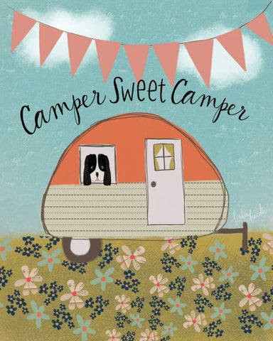 Sweet Camper White Modern Wood Framed Art Print with Double Matting by Doucette, Katie