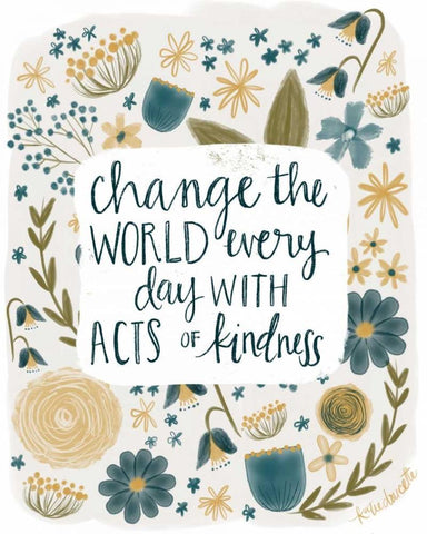 Kindness Changes the World White Modern Wood Framed Art Print with Double Matting by Doucette, Katie