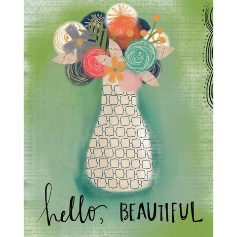 Hello, Beautiful White Modern Wood Framed Art Print by Doucette, Katie