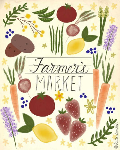 Farmers Market Black Ornate Wood Framed Art Print with Double Matting by Doucette, Katie