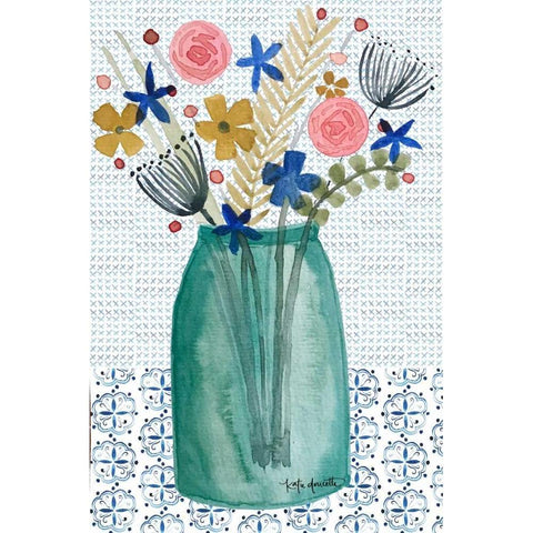 Bouquet in a Jar White Modern Wood Framed Art Print by Doucette, Katie