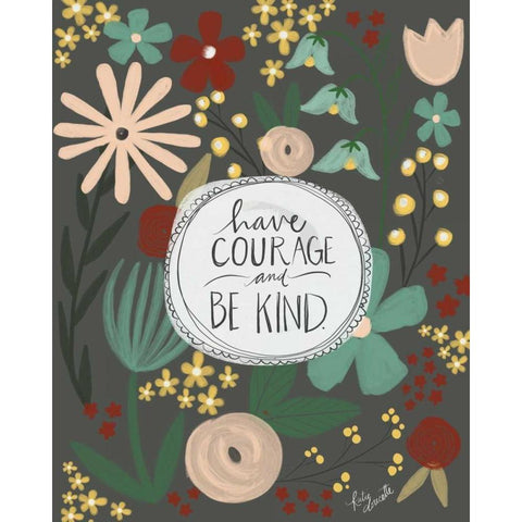 Have Courage, Be Kind Black Modern Wood Framed Art Print with Double Matting by Doucette, Katie