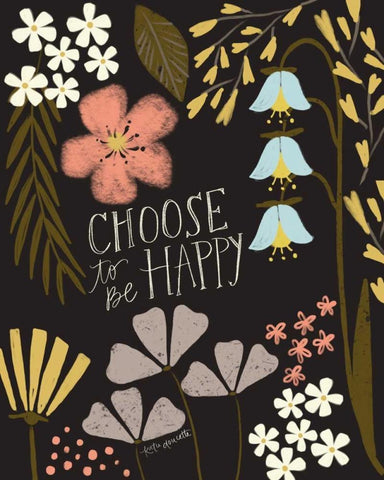 Choose to Be Happy Black Ornate Wood Framed Art Print with Double Matting by Doucette, Katie