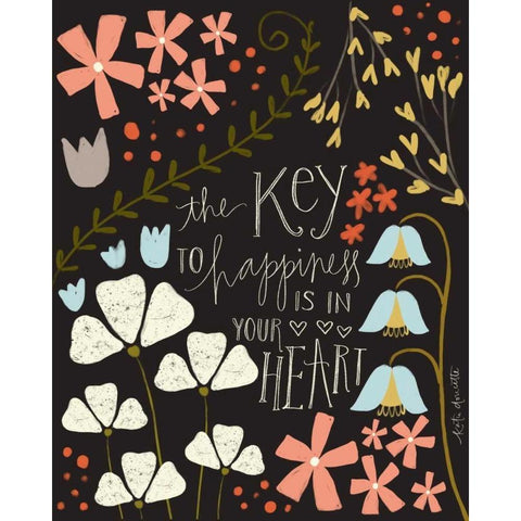 Key to Happiness Gold Ornate Wood Framed Art Print with Double Matting by Doucette, Katie